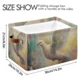thumbnail image 4 of WOBOGO Dove Of Peace Square Storage Basket with Waterproof Canvas and PE Lining Durable PU Leather Handles 14.2×10.2×8.3in, 4 of 9