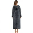 thumbnail image 6 of AherBiu Flannel Robes for Women Warm Pajamas Bathrobe Long Sleeve Zip up Hooded Night Gowns Sleepwear with Pockets, 6 of 6