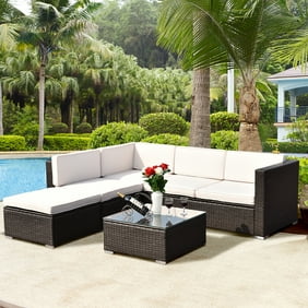 Handy Living Hudson Wicker Indoor Outdoor Sectional And Table With
