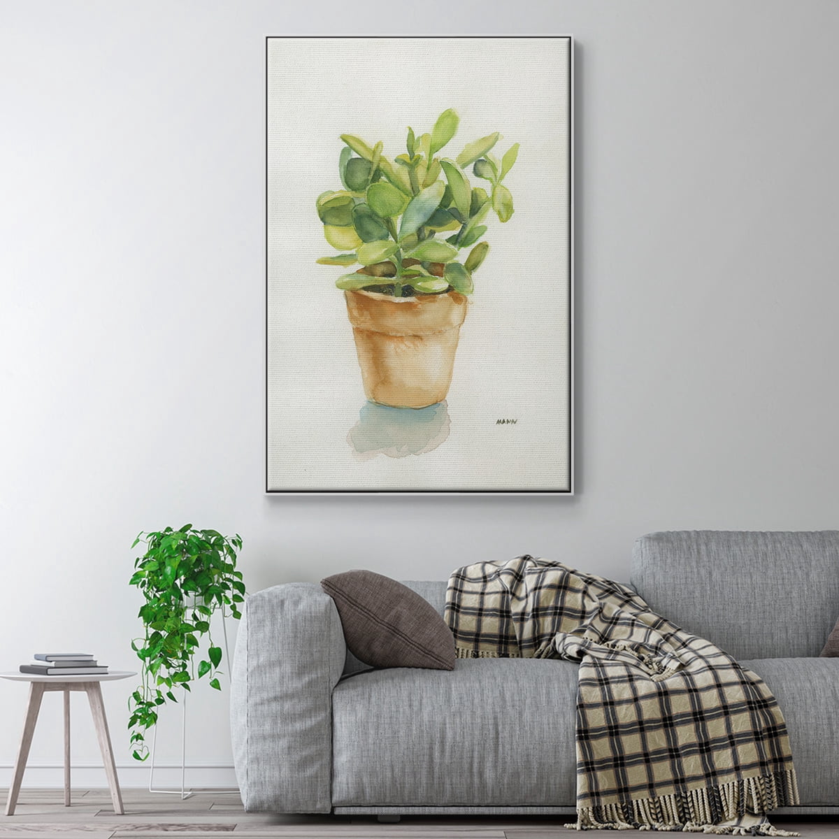 Succulent I Framed Premium Gallery Wrapped Canvas - Ready to Hang - 17 x 25 - White Floating Frame