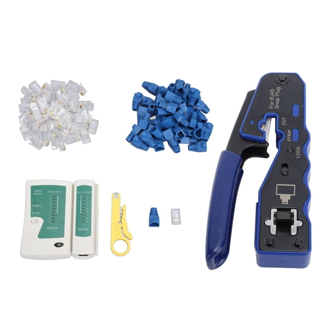 Probador de cable de red RJ45 Alicates de crimpado de cables Conector registrado Ethernet Kit de herramientas de crimpado para corte y pelado de cables