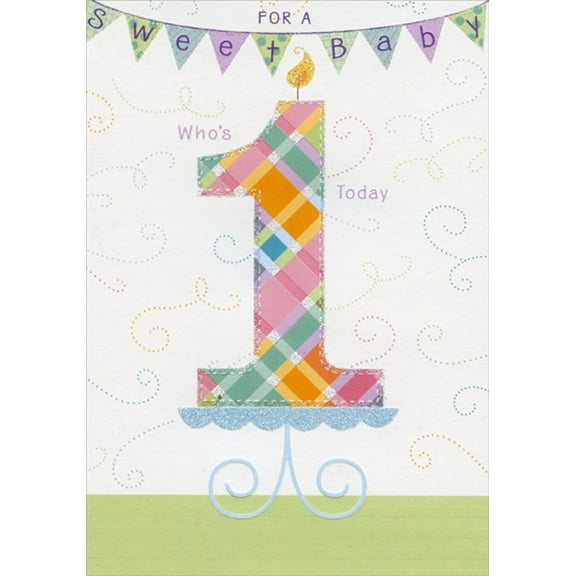 Designer Greetings For a Sweet Baby Colorful Candle Age 1 / 1st Birthday Card