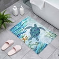 thumbnail image 4 of Summer Teal Indoor Door Mat 16x24 Inch Sea Turtle Seaweed Nautical Marine Life Blue Front Door Mat Non Slip Washable Entryway Rug Low Profile Dirt Trapper Doormat for Bathroom Kitchen Bedroom, 4 of 9