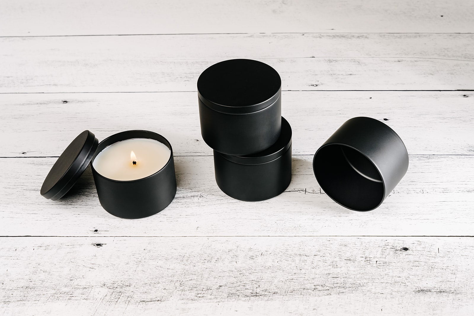 EOTW Candle Supply 8 oz. 24 Pack Empty Black Tin Jars, Ideal for Candle Making.