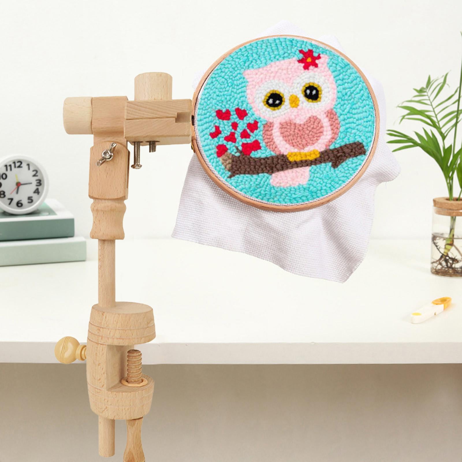Embroidery Hoop Stand With 6 Wooden Hoops (3" To 8") – Adjustable Rotating Holder For Cross Stitch & Embroidery