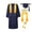 Navy, variant on Girls' 4PC Graduation Gown Set Cap with Tassel Gold Stole Sash and Charm Crew Neck Long Sleeve Midi Length Academic Outfit for High School Bachelor Ceremonies 5-6Years