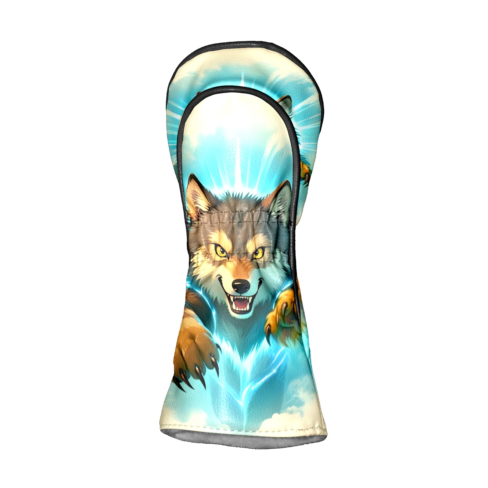 Golf Club Covers, Wolf Premium PU Leather Driver Hybrid Putter Head Covers with Velvet Lining, Waterproof Golf Gifts for Men Women