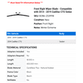 thumbnail image 2 of Front Right Wiper Blade - Compatible with 2014 - 2019 Cadillac CTS Sedan 2015 2016 2017 2018, 2 of 2