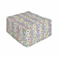 thumbnail image 1 of Rainbow Rectangle Pouf, Bookworm Unicorn Multicolor Striped Background, Under Desk Foot Stool for Living Room Office Ottoman with Cover, 25", Multicolor, by Ambesonne, 1 of 4