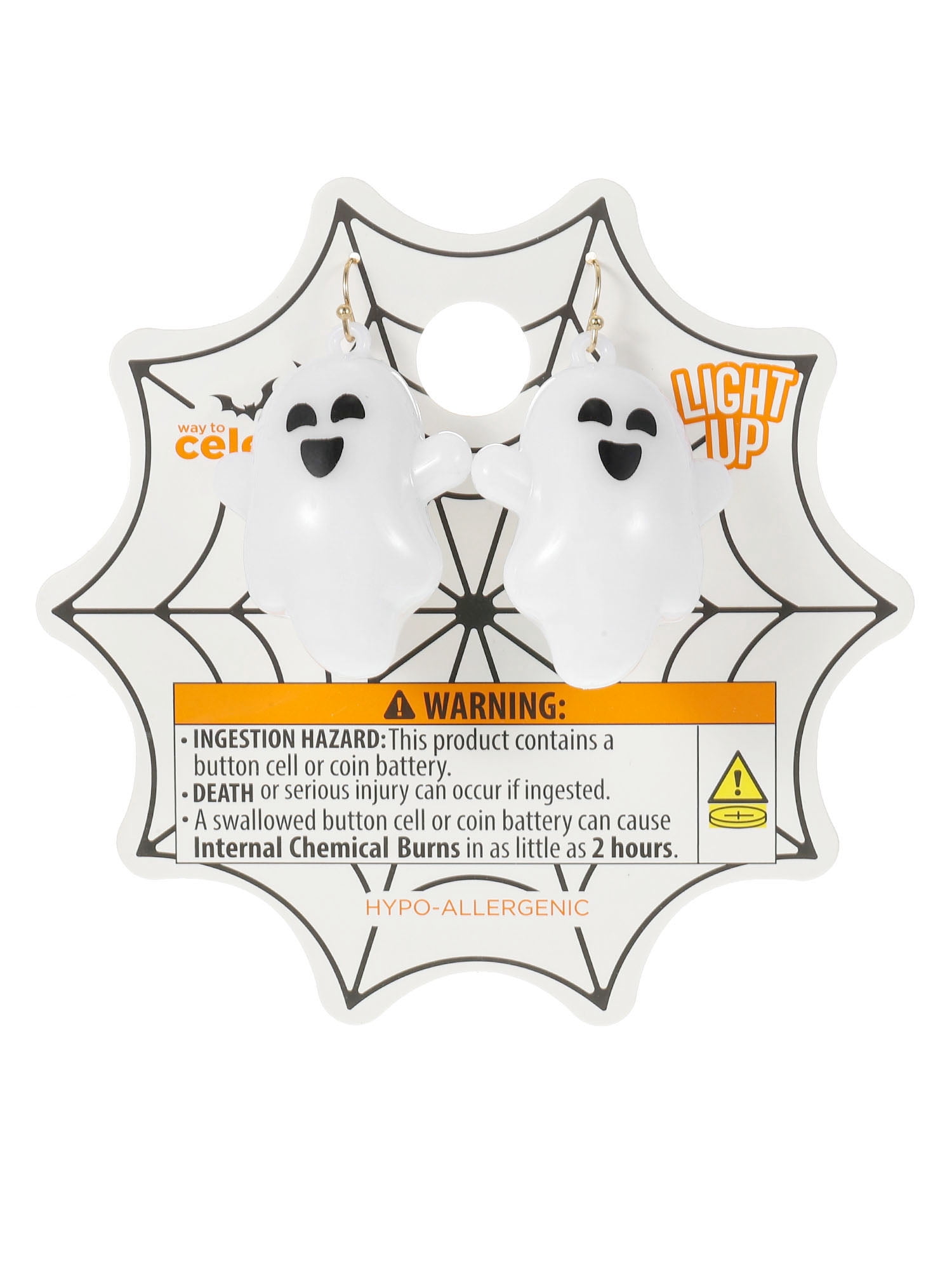Way to Celebrate Light-up Ghost Halloween Earrings, 1 Pair