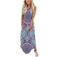 thumbnail image 1 of Birdeem Robe Longue Décontractée pour Femme à Col en V Sans Manches Imprimée, Coupe Ample, Style Camisole, Longue Robe+poche, 1 of 5