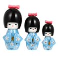 thumbnail image 1 of 3pcs Wooden Kimono Doll Figurine Desktop Japanese Kimono Doll Collectible Figurines, 1 of 4