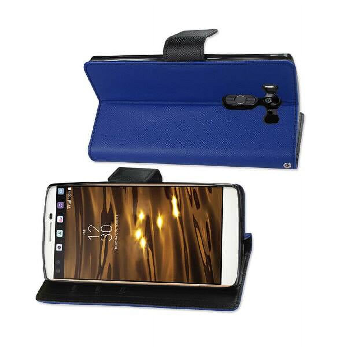 Reiko Flip Stand Leather Wallet Card Case for LG V10 - Navy/Black - image 2 of 4