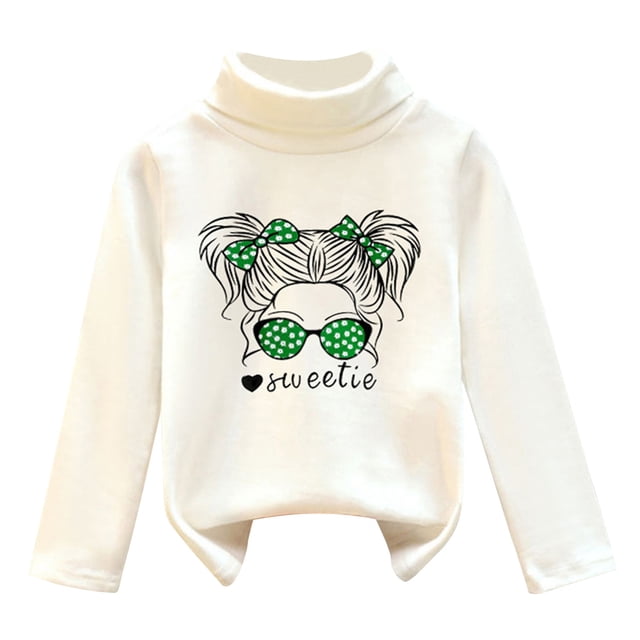 Girls Fall T Shirts High Collar Velvet Warmth Soft Unisex J Going Out Fall Tops for 7-8 Years
