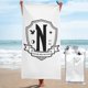 thumbnail image 1 of Toalla de playa Nevermore Academy Wednesday Addams Toallas de baño de microfibra Manta de playa suave para desfile Natación Yoga Mujeres Hombres, 1 of 4