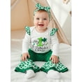 thumbnail image 6 of Loicainy Baby Toddler Girls Irish Outfits 3 6 9 12 18 Months Long Sleeve Ruffle Romper + Flare Pants + Headband Newborn Spring Clothes Set, 6 of 9