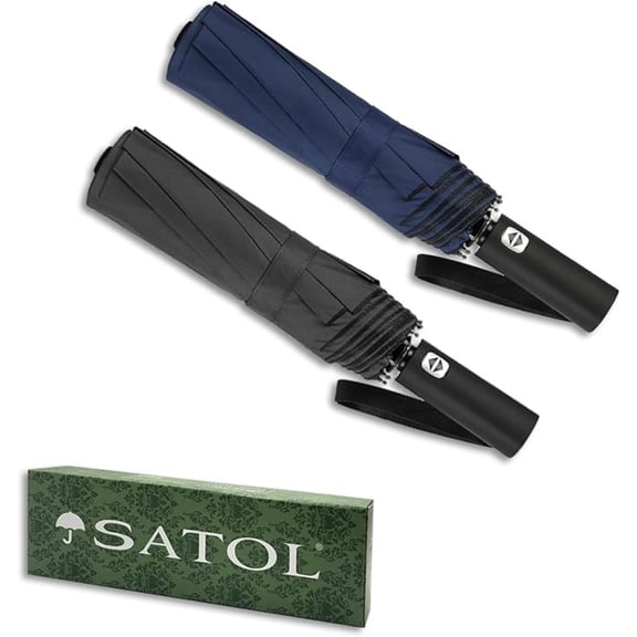 46-Inch Large Golf Umbrella, 2-Pack, 10 Ribs, Automatic Opening and Closing, Saving Time and Effort, Black and Blue