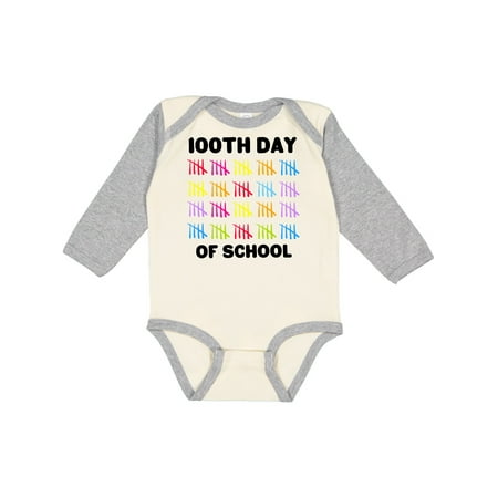 

Inktastic 100th Day of School with Tally Marks Gift Baby Boy or Baby Girl Long Sleeve Bodysuit