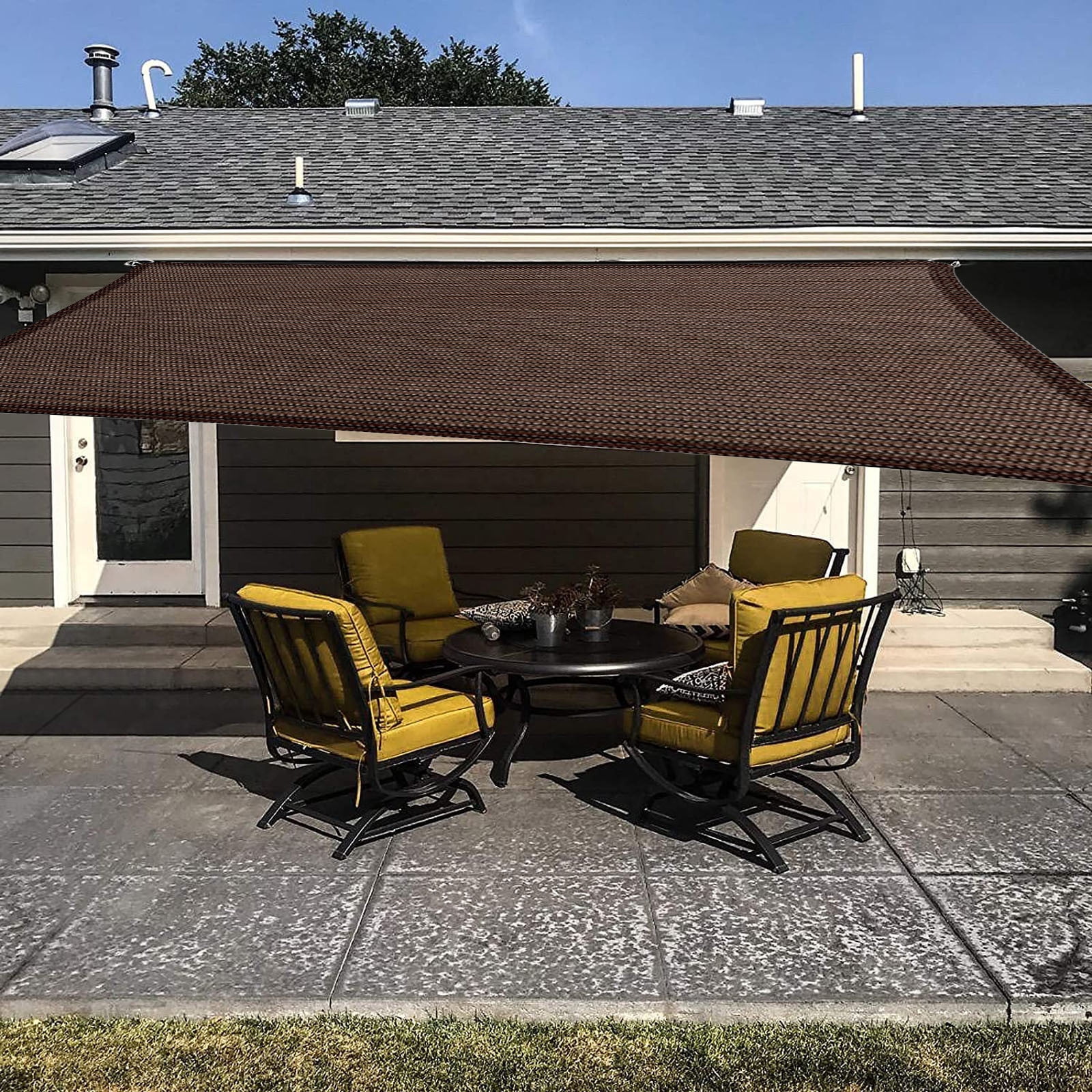 Hot Savings, Straight Flat Brink Shade Canopy Rectangular Brown Outdoor Canopy for Pergola, Garden, 79x79in, HDPE Material Akmoler Coffee