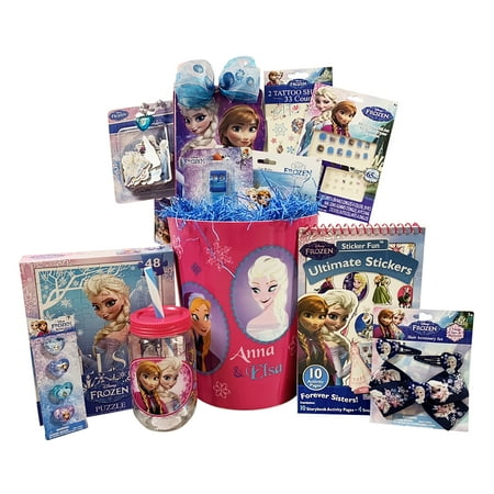 Retirement Basket Ideas Gift Basket Idea 10 Frozen Themed Items for Girls With Bracelet, Novelties, Tin Purse, Diary, Nail and Hair Accessories ()