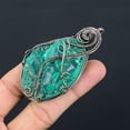 thumbnail image 3 of Natural Aqua Crystal Gemstone Handmade Copper Wire Wrap Pendant 2.95", 3 of 4