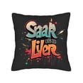 thumbnail image 4 of Set of 2 Decorative Throw Pillow Covers 18x18in - Bold " Saak di 3 Lider " Colorful Design with Dripping Effects for Couch Bed Car, 4 of 8
