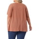 thumbnail image 3 of Blusa casual de mujer de talla grande Agnes Orinda, con cuello redondo, manga corta, color rojo ladrillo, con bolsillos, talla 4X, 3 of 6
