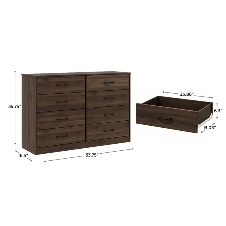 Mainstays Ardent 8 Drawer Dresser, 53 inch Wide, Dark Walnut Mainstays Ardent 8 Drawer Dresser, 53 inch Wide, Dark Walnut