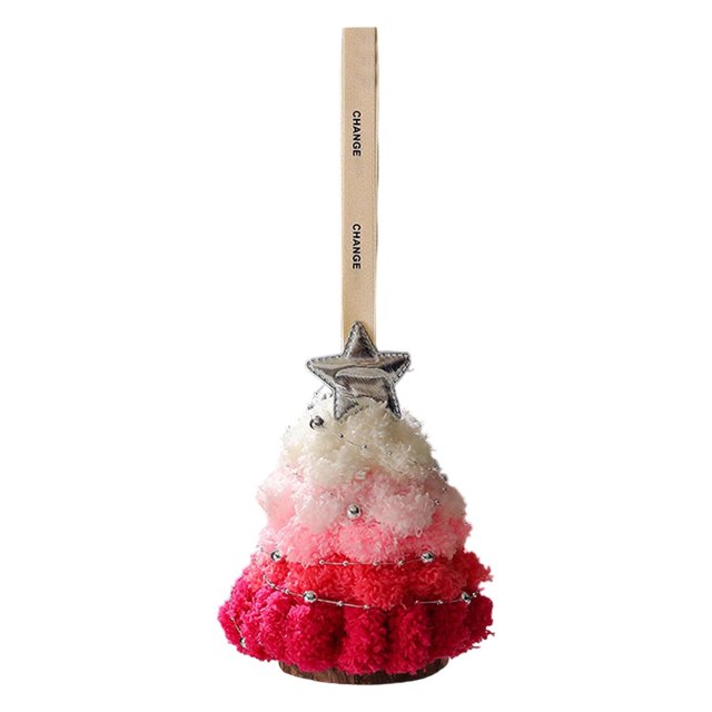 Adorno Navideño de Peluche de Punto con Estrella En La Punta | Tejido Suave | Decoración Festiva con Lazo para Colgar | Ideal para Árboles de Navidad, Coronas y Decoraciones de Temporada