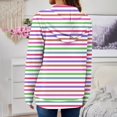 thumbnail image 4 of Ftwytp Womens Long Hoodies Zip Up Stripe Print Long Sleeves Fleece Longline Hoodie Sweatshirts Casual Loose Hooded Coat Zipper Plus Size Pullover Jacket with Pockets, 4 of 6