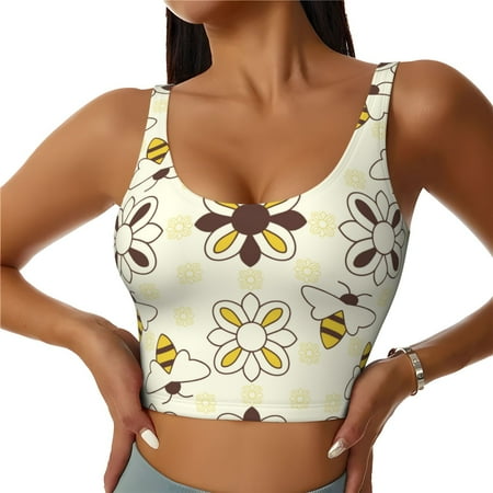 Sports Bras for Women - Sweet Bee Seamless Yoga Bra Workout Crop Top with Removable Pads