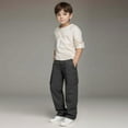 thumbnail image 2 of CAICJ98 Boys Cargo Joggers Cotton Casual Athletic Pants Hiking School Uniform Sweatpants Joggers Elastic Waist Boy Pants (Dark Gray,12-13 Years), 2 of 7