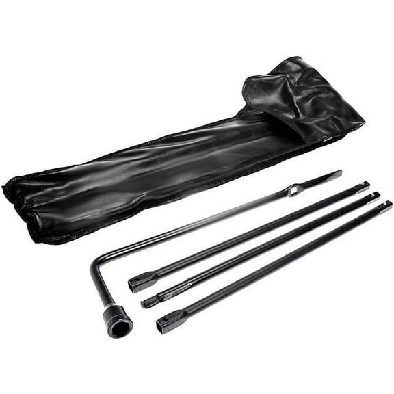 Marketplace Auto Parts Spare Tire Jack Handle and Wheel Lug Wrench Tool Kit, 4 Piece, Black