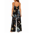thumbnail image 3 of Women's Casual Sleeveless Jumpsuits Starry Sky Butterflies Spaghetti Strap Wide Leg Pants Rompers with Pockets, 3 of 7