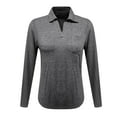 thumbnail image 4 of Holzkary Women's V Neck Polo Shirts Long Sleeve Collared Dressy Tops Loose Casual Tunic Business Work Blouses Long Sleeved and Fashionable Solid Color Lapel Loose Pocket T Shirt Grey M, 4 of 5
