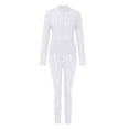 thumbnail image 5 of Lisingtool Work Pants for Women 2 Piece Outfits Women Black Stretchy Mesh Long Sleeve Blouse Bodycon Pants Set Pants for Women White, 5 of 8
