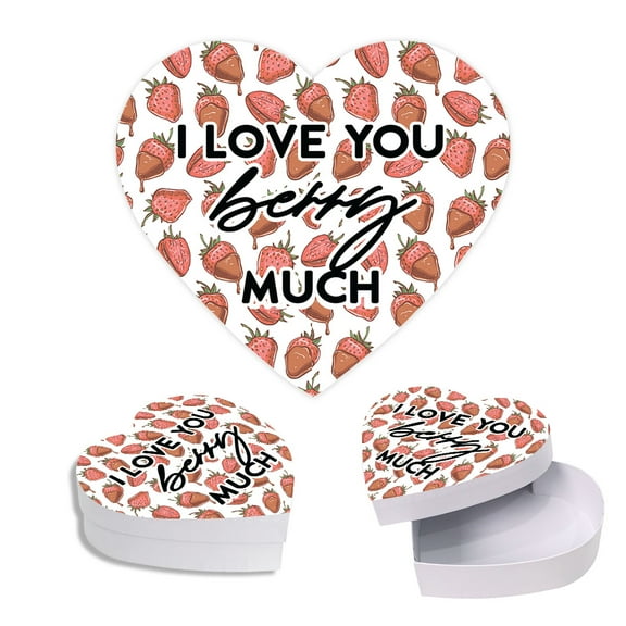 Koyal Wholesale Valentine's Day Heart Shaped Gift Box with Lid, Funny I Love You Berry Much, Reusable Heart Box, 1-Pk