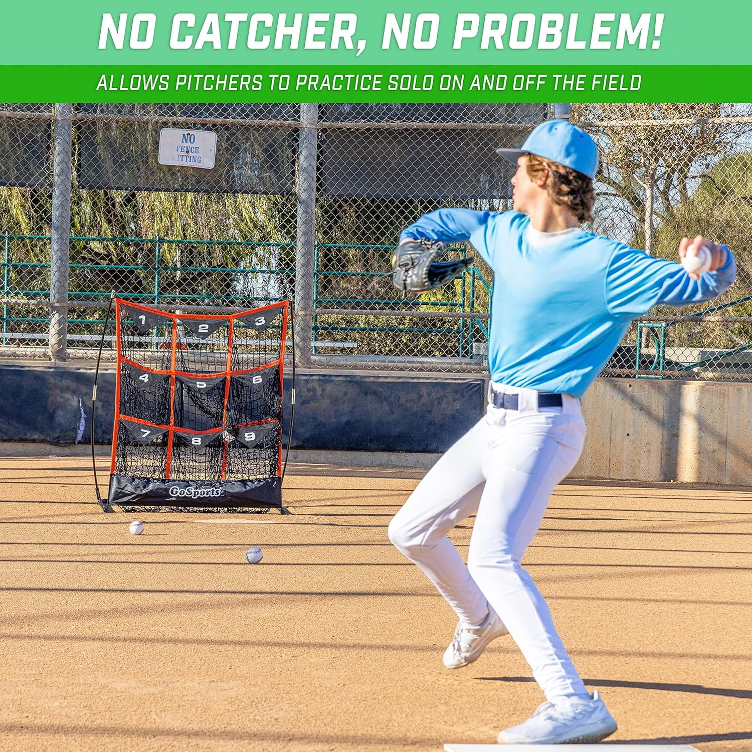 GoSports 9 Hole Baseball & Softball Pitching Strike Zone Target Net - Standard 49 x 30 Inches