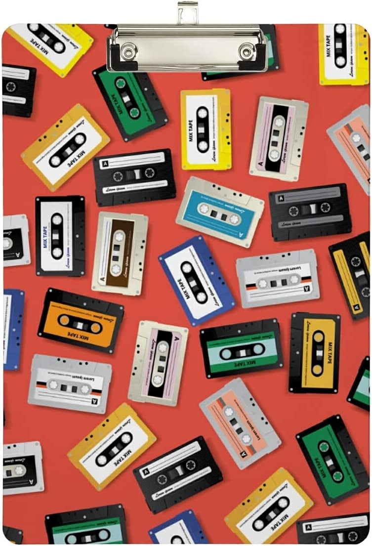 ZHANZZK Old Cassette Tape Music Colorful Clipboard Hardboard Wood