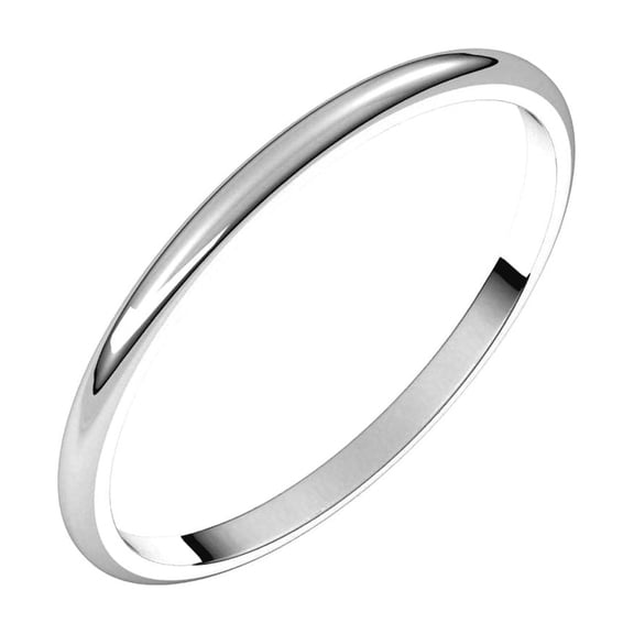 14k White Gold Half Round 1.5mm Lightweight Half Round Light Band Size 4 Ring for Women and Men