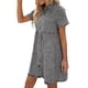 thumbnail image 3 of VISgogo Vestido de mezclilla de verano para mujer, solapa de color sólido Botones de manga corta Casual de una pieza para damas, S / M / L / XL VISgogo  moda, 3 of 9