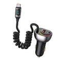 thumbnail image 4 of USB C 60W Super Fast Car Charger with Type C Coiled Cable 3-Port Cigarette Lighter USB Charger with Digital Display, 4 of 5