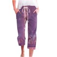 thumbnail image 2 of ICHUANYI Clearance Women's Casual Solid Elastic Waist Loose Long Pants With Pocket Capris(Purple, XL) ICHUANYI WER2023081002297, 2 of 5