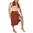 thumbnail image 2 of Men's Spa Bath Wrap Towel with Pocket Soft Face Towel & Shower Wrap Towel Set, Brown, 2 of 3