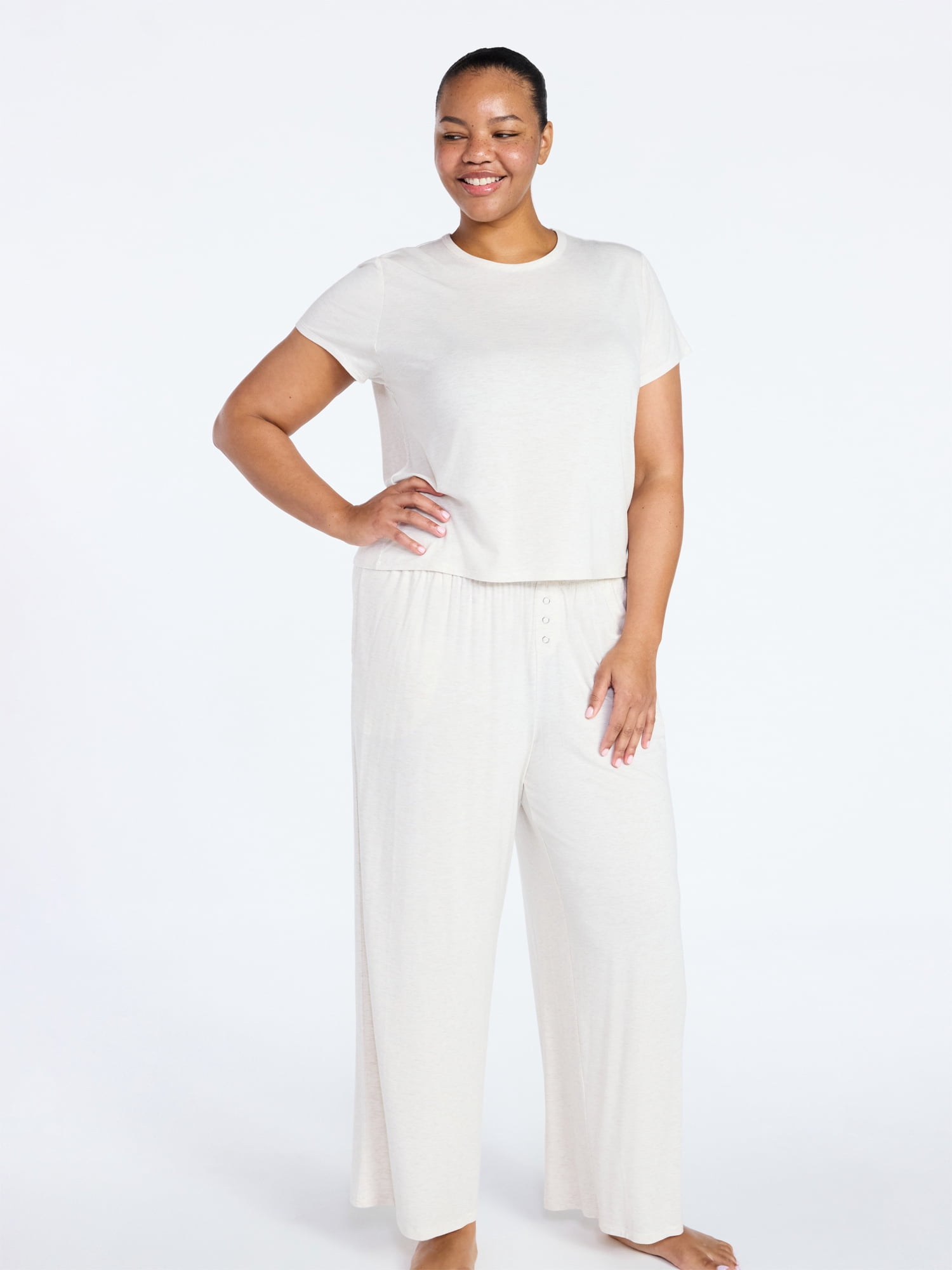 Joyspun Women's French Terry Knit Long Sleeve Lounge Sleep Top