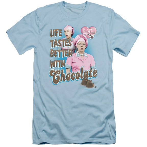 I Love Lucy Better With Chocolate S/S Adult 30/1 T-Shirt Light Blue