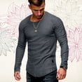 thumbnail image 2 of Nueva moda para hombre Casual cuello redondo drapeado raglán manga larga Simple Color sólido camiseta gris XL, 2 of 2