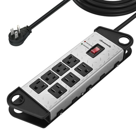 DEWENWILS Metal Power Strip, 8-Outlet Heavy Duty Surge Protector