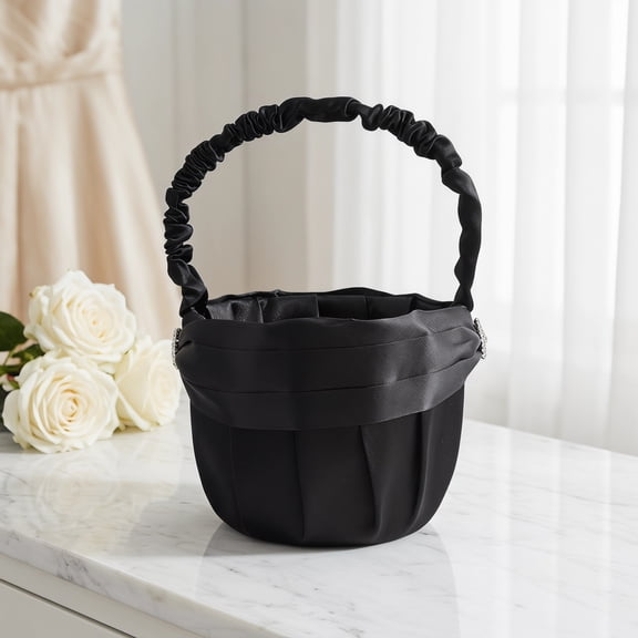 Dayesque Rhinestone Flower Girl Basket Handheld for Wedding Ceremony, Anniversary, Banquet, Party Decoration Accessory