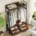 thumbnail image 3 of Fnova Clothes Rack with Shelf and Hanging Rod, 4 Drawers Freestanding Closet Organizer, Heavy Duty Industrial Hall Tree Garments Rack for Small Space, Bedroom, Brown, 3 of 8